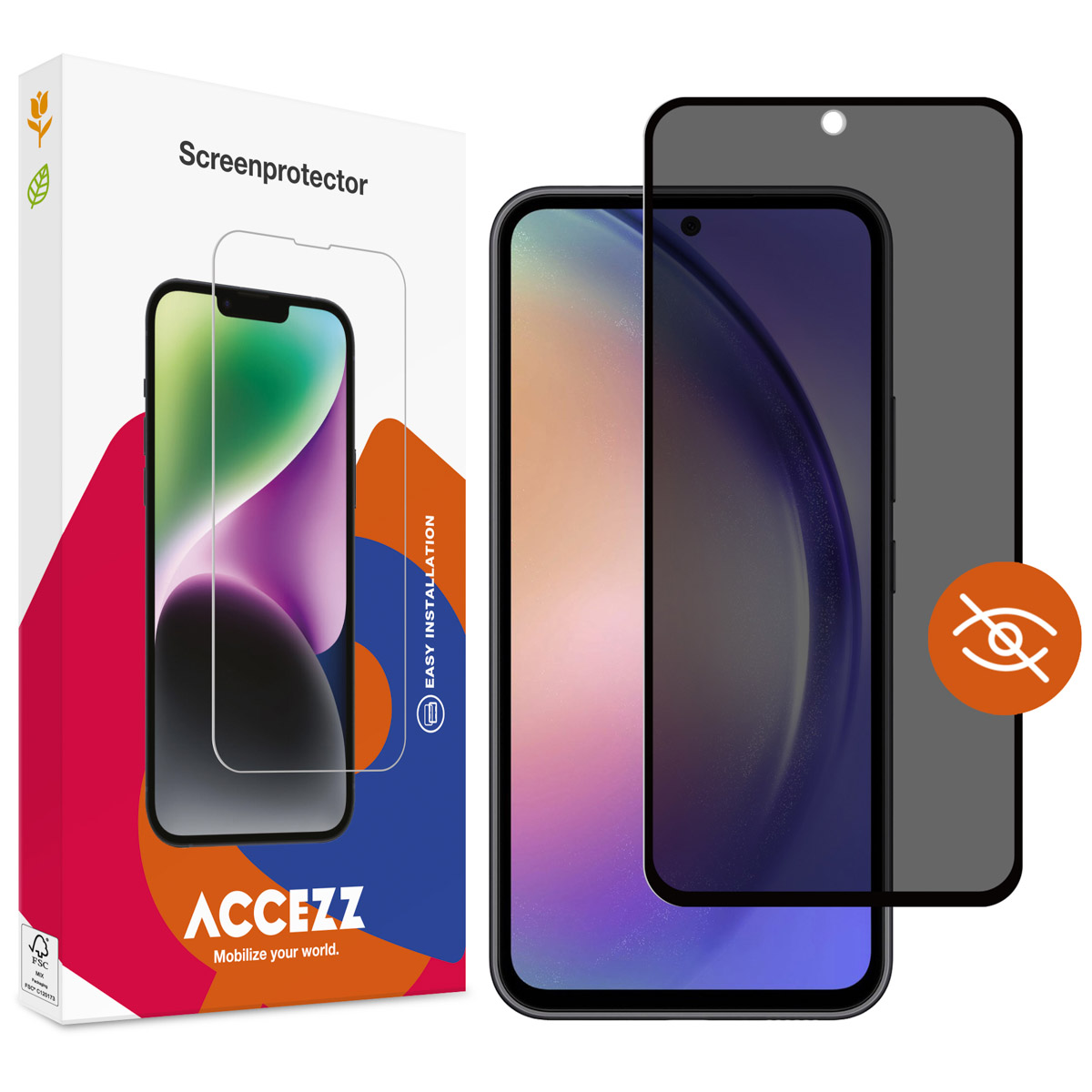 Accezz Gehard Glas Privacy Screenprotector Samsung Galaxy A54 (5G) / S23 FE - Afbeelding 2