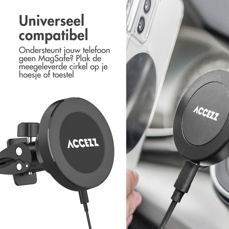 Accezz Telefoonhouder auto met Magsafe - Draadloze oplader - Ventilatierooster - Zwart - Afbeelding 9