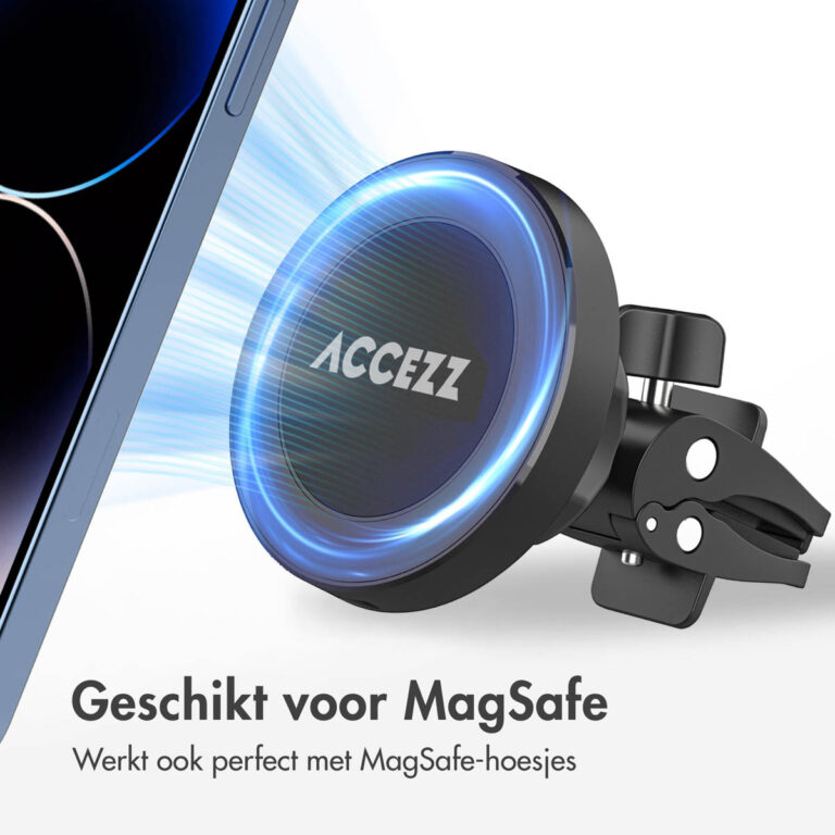 Accezz Telefoonhouder auto met Magsafe - Draadloze oplader - Ventilatierooster - Zwart - Afbeelding 7