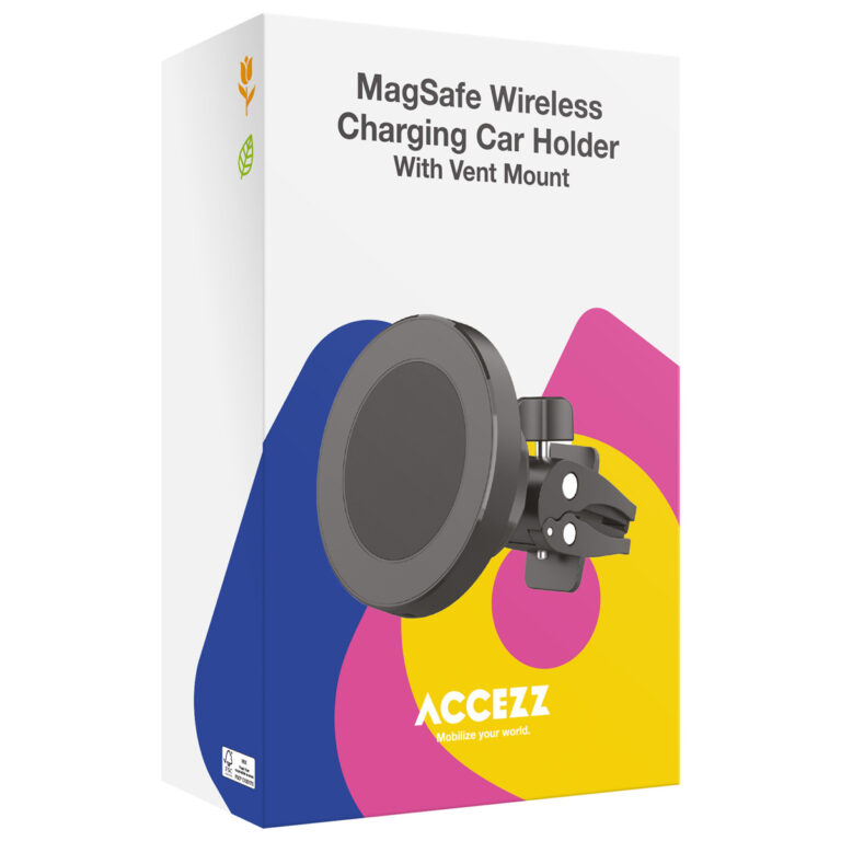 Accezz Telefoonhouder auto met Magsafe - Draadloze oplader - Ventilatierooster - Zwart - Afbeelding 2