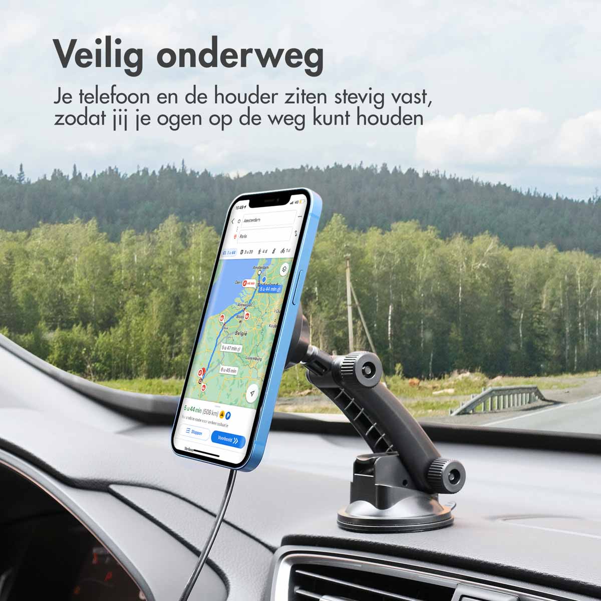 Accezz Telefoonhouder auto met MagSafe - Draadloze oplader - Dashboard en voorruit - Zwart - Afbeelding 10