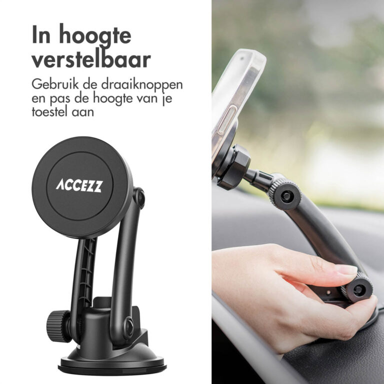 Accezz Telefoonhouder auto met MagSafe - Draadloze oplader - Dashboard en voorruit - Zwart - Afbeelding 5