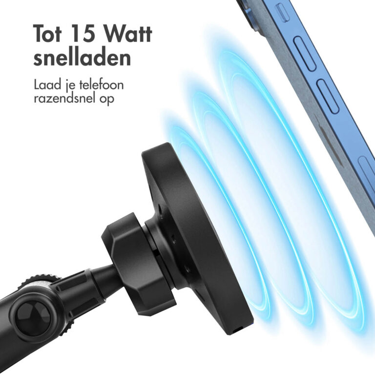Accezz Telefoonhouder auto met MagSafe - Draadloze oplader - Dashboard en voorruit - Zwart - Afbeelding 3