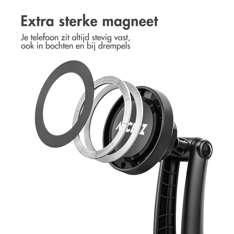 Accezz Telefoonhouder auto met MagSafe - Draadloze oplader - Dashboard en voorruit - Zwart - Afbeelding 4