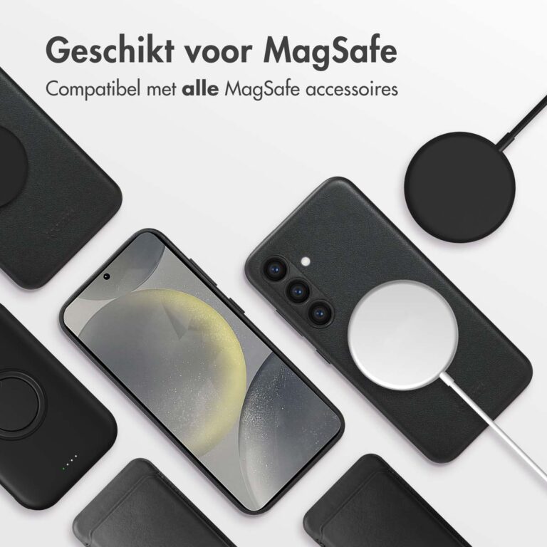 Accezz MagSafe Leather Backcover Samsung Galaxy S24 - Onyx Black - Afbeelding 9