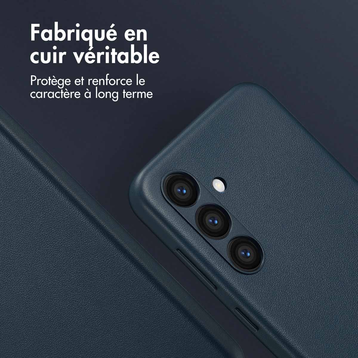 Accezz MagSafe Leather Backcover Samsung Galaxy S24 - Nightfall Blue - Afbeelding 4