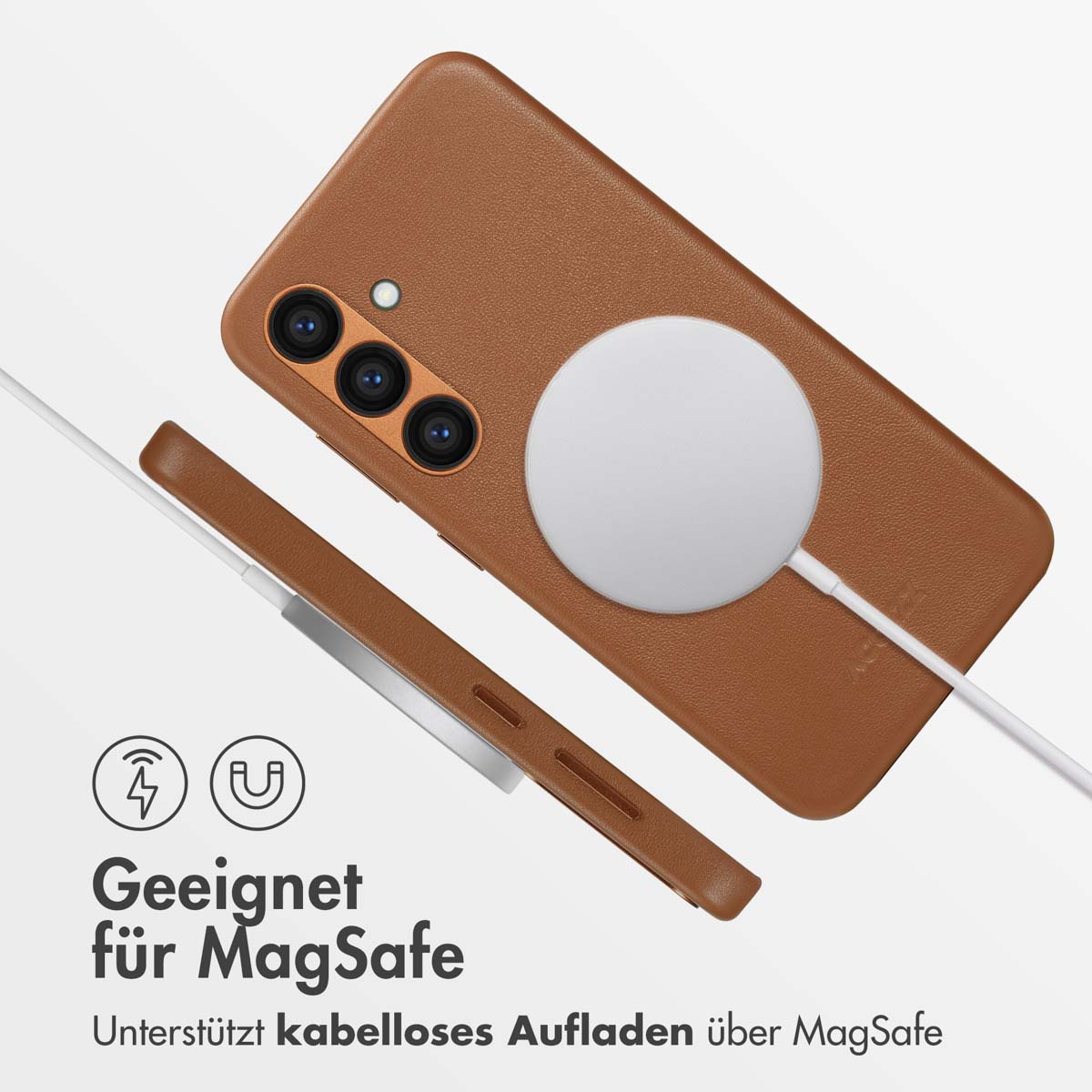 Accezz MagSafe Leather Backcover Samsung Galaxy S24 - Sienna Brown - Afbeelding 9