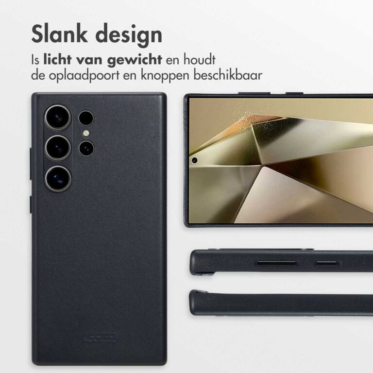 Accezz MagSafe Leather Backcover Samsung Galaxy S24 Ultra - Onyx Black - Afbeelding 10