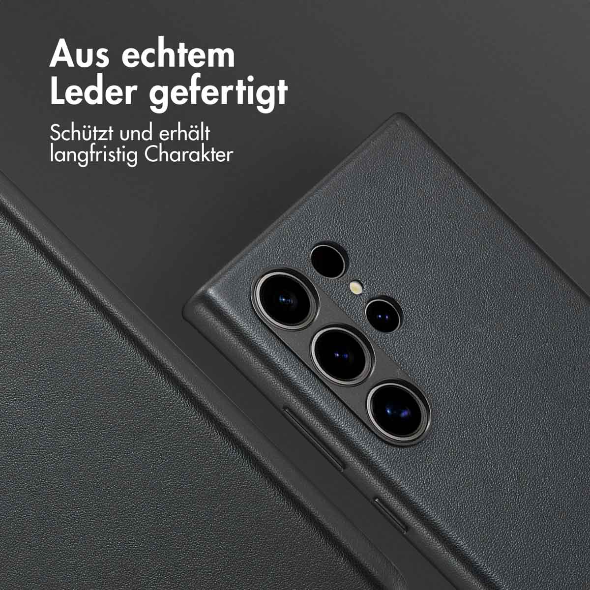 Accezz MagSafe Leather Backcover Samsung Galaxy S24 Ultra - Onyx Black - Afbeelding 5