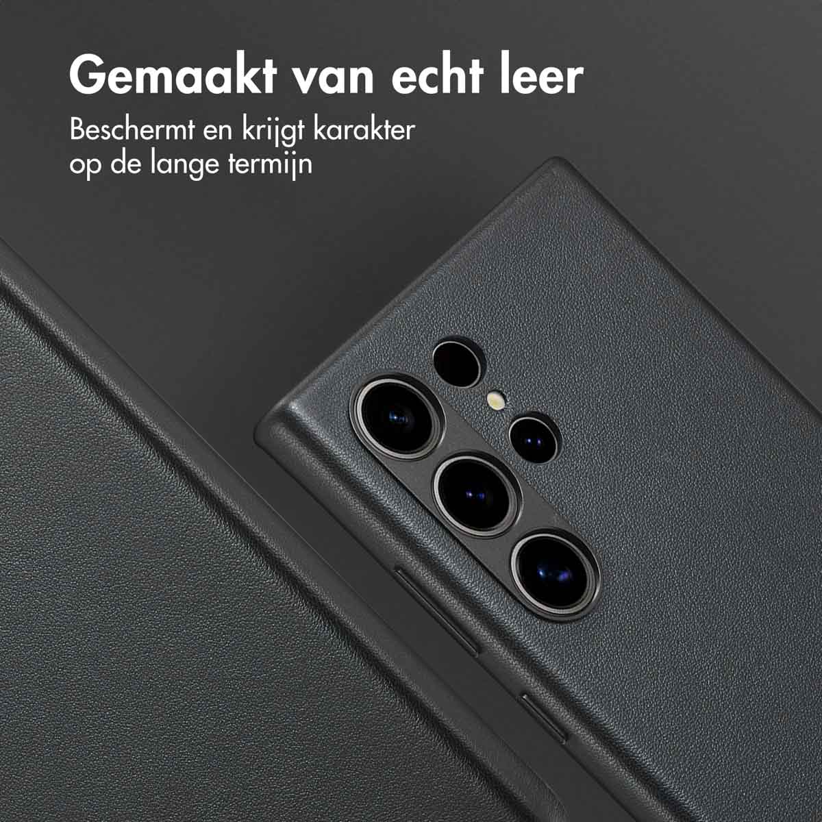 Accezz MagSafe Leather Backcover Samsung Galaxy S24 Ultra - Onyx Black - Afbeelding 6