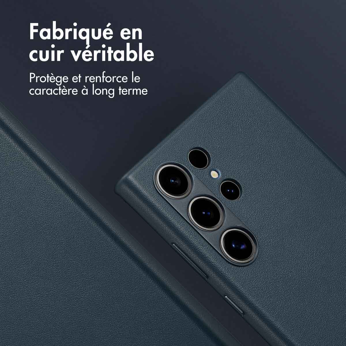 Accezz MagSafe Leather Backcover Samsung Galaxy S24 Ultra - Nightfall Blue - Afbeelding 4