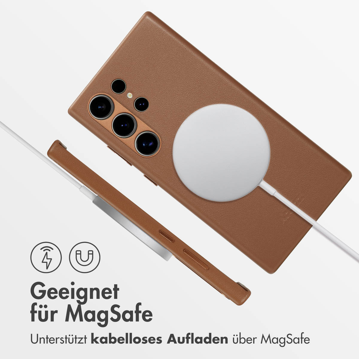 Accezz MagSafe Leather Backcover Samsung Galaxy S24 Ultra - Sienna Brown - Afbeelding 9