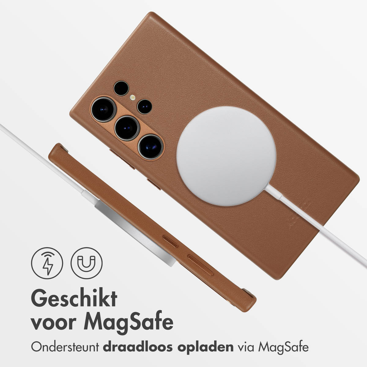 Accezz MagSafe Leather Backcover Samsung Galaxy S24 Ultra - Sienna Brown - Afbeelding 8
