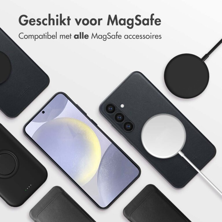 Accezz MagSafe Leather Backcover Samsung Galaxy S24 Plus - Onyx Black - Afbeelding 9