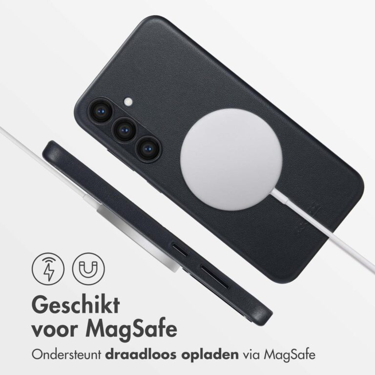 Accezz MagSafe Leather Backcover Samsung Galaxy S24 Plus - Onyx Black - Afbeelding 5