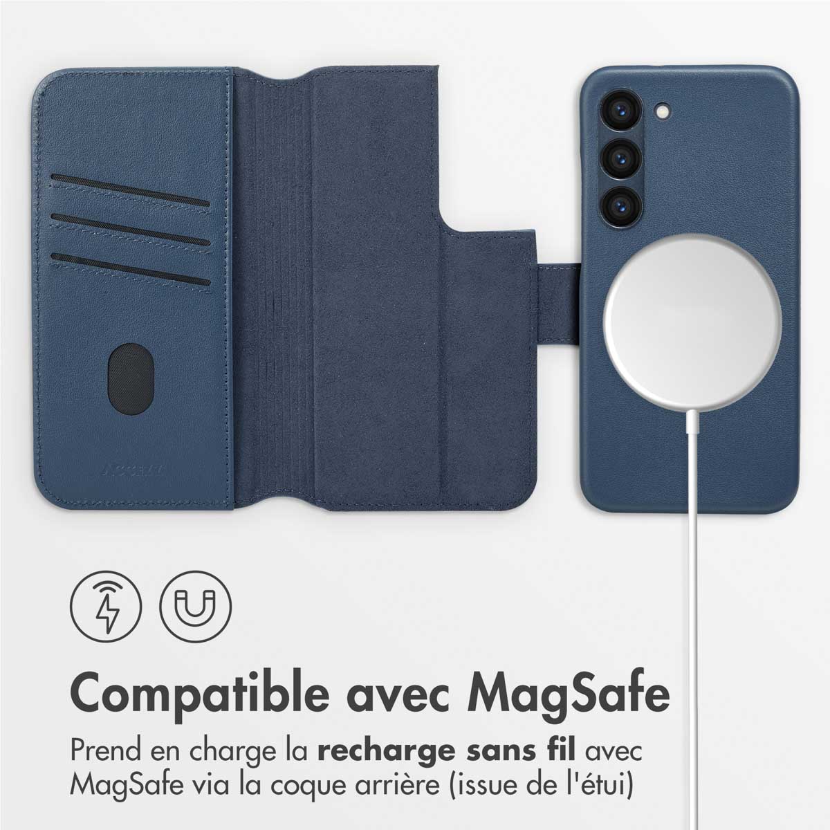 Accezz Leather Bookcase 2-in-1 met MagSafe Samsung Galaxy S23 - Nightfall Blue - Afbeelding 9