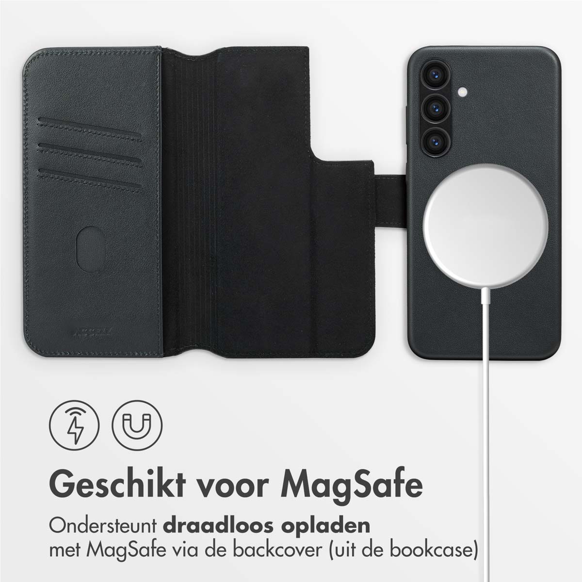 Accezz Leather Bookcase 2-in-1 met MagSafe Samsung Galaxy S23 FE - Onyx Black - Afbeelding 8