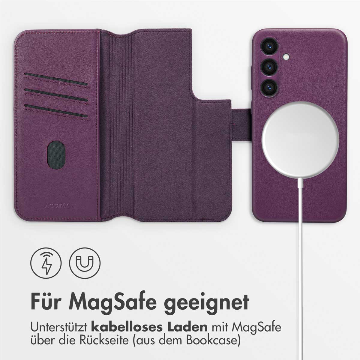 Accezz Leather Bookcase 2-in-1 met MagSafe Samsung Galaxy S23 FE - Heath Purple - Afbeelding 9