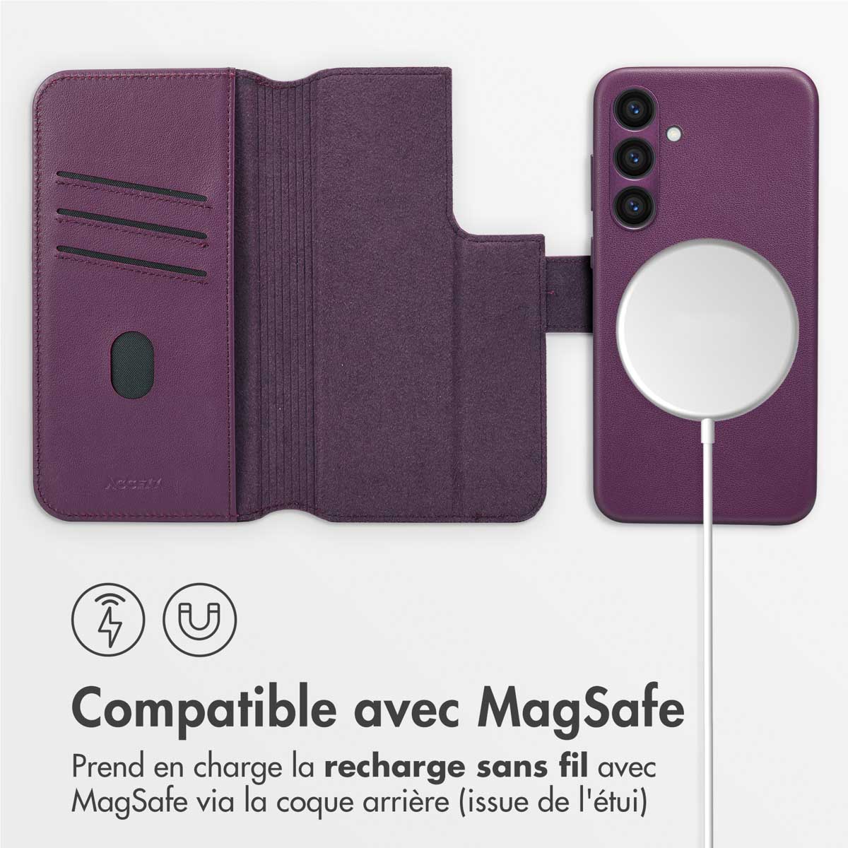 Accezz Leather Bookcase 2-in-1 met MagSafe Samsung Galaxy S23 FE - Heath Purple - Afbeelding 8