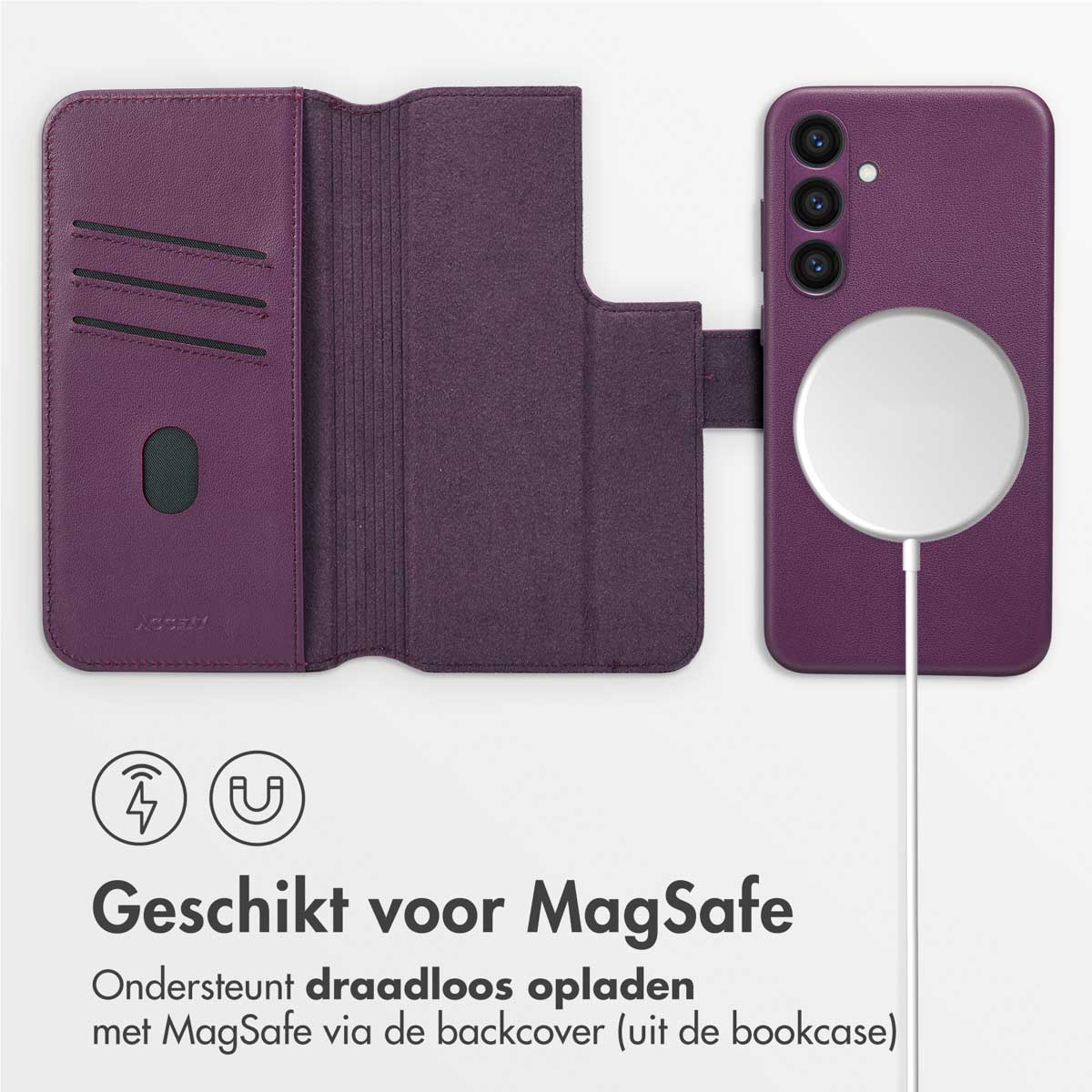 Accezz Leather Bookcase 2-in-1 met MagSafe Samsung Galaxy S23 FE - Heath Purple - Afbeelding 7