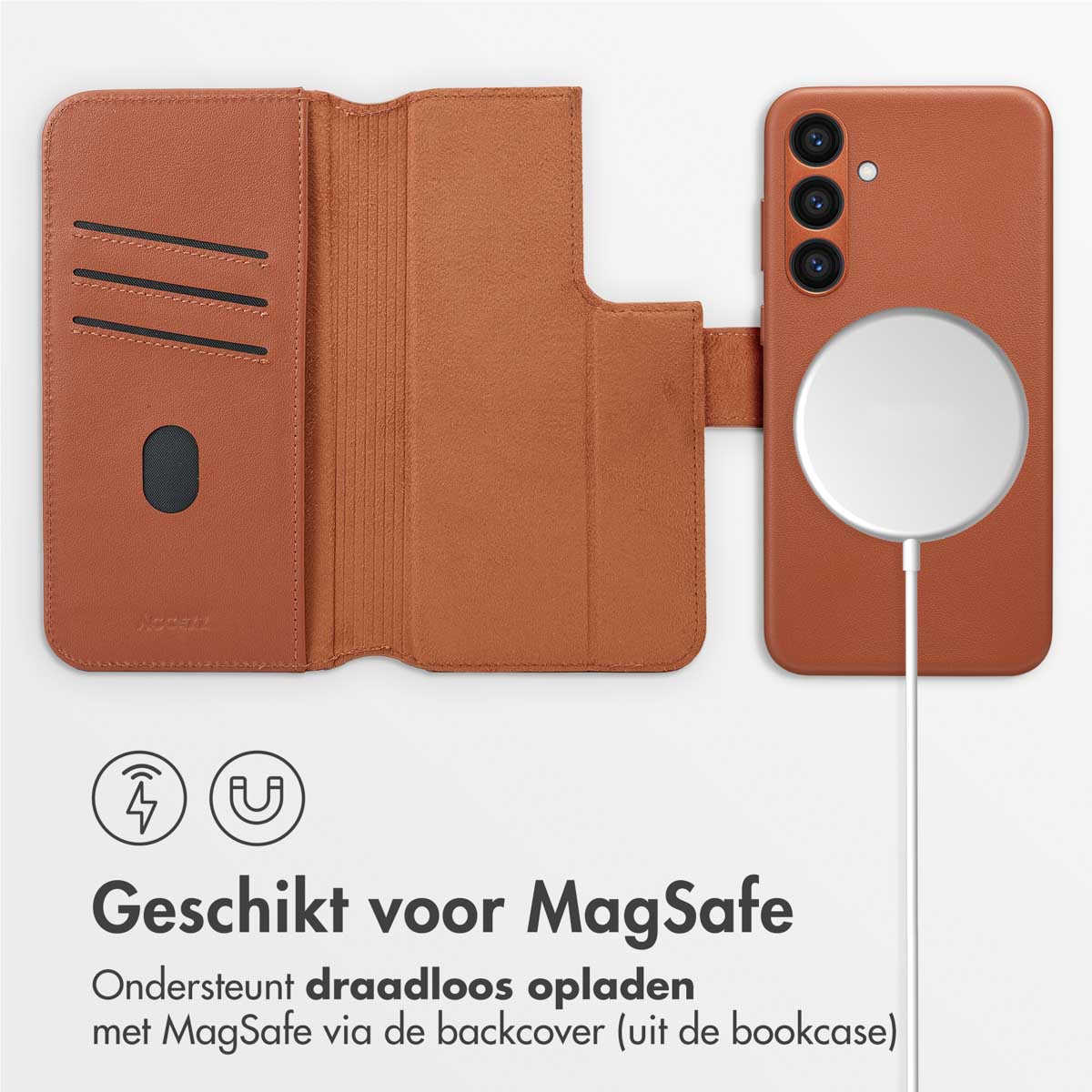 Accezz Leather Bookcase 2-in-1 met MagSafe Samsung Galaxy S23 FE - Sienna Brown - Afbeelding 9