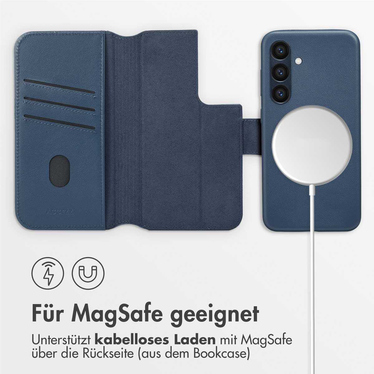 Accezz Leather Bookcase 2-in-1 met MagSafe Samsung Galaxy S24 - Nightfall Blue - Afbeelding 9