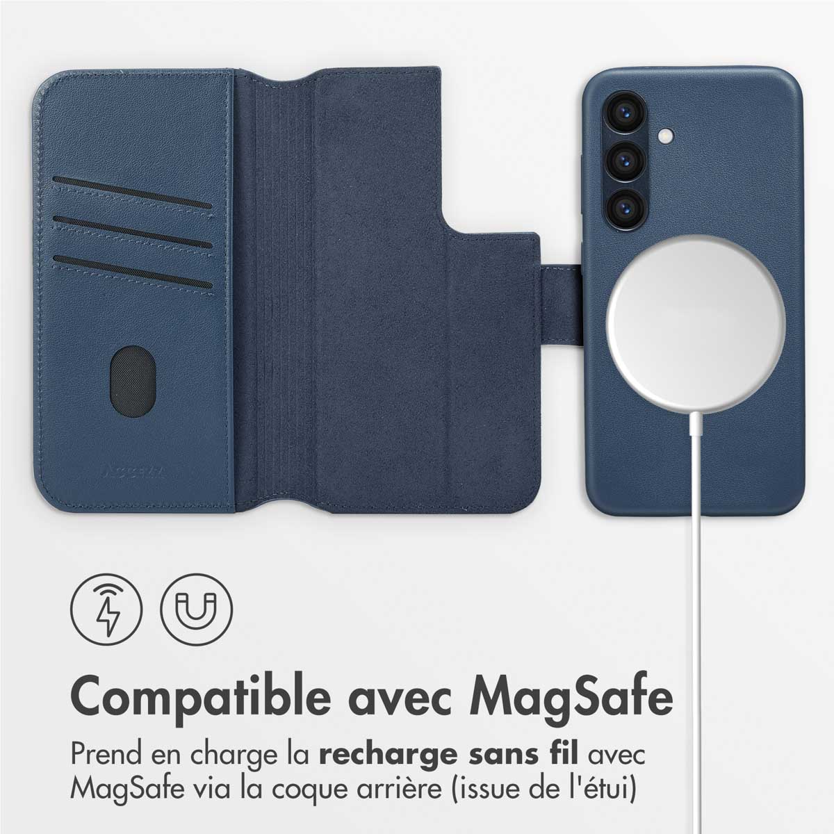 Accezz Leather Bookcase 2-in-1 met MagSafe Samsung Galaxy S24 - Nightfall Blue - Afbeelding 8