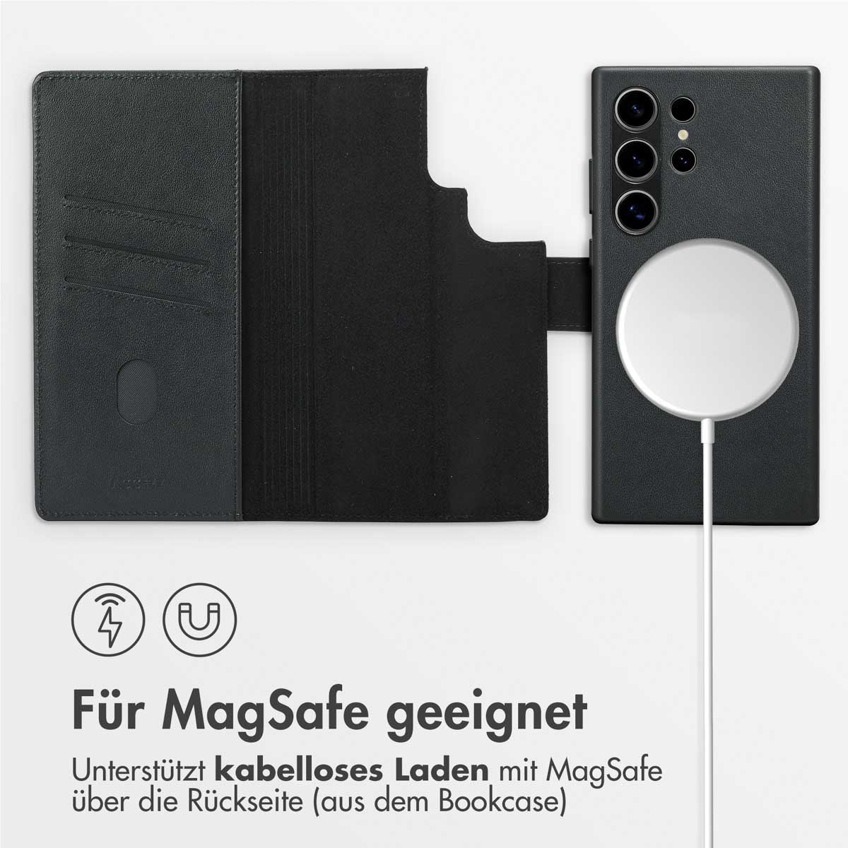 Accezz Leather Bookcase 2-in-1 met MagSafe Samsung Galaxy S24 Ultra - Onyx Black - Afbeelding 8