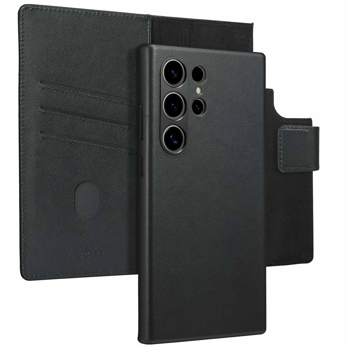 Accezz Leather Bookcase 2-in-1 met MagSafe Samsung Galaxy S24 Ultra – Onyx Black
