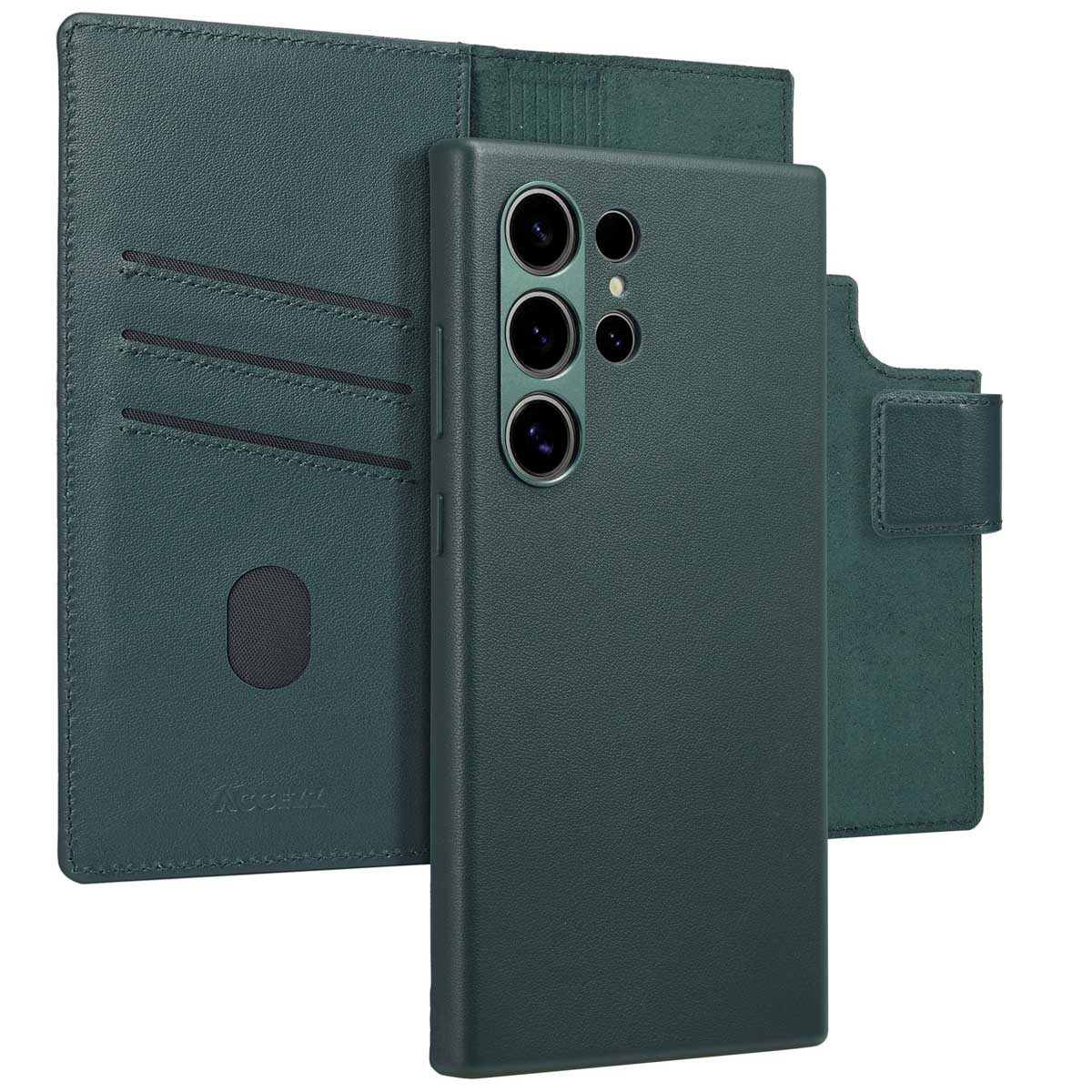 Accezz Leather Bookcase 2-in-1 met MagSafe Samsung Galaxy S24 Ultra – Cedar Green