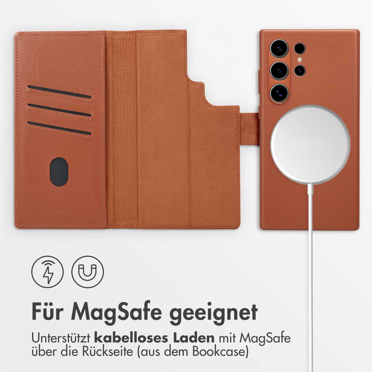 Accezz Leather Bookcase 2-in-1 met MagSafe Samsung Galaxy S24 Ultra - Sienna Brown - Afbeelding 8