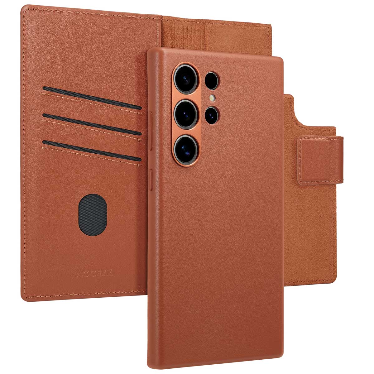 Accezz Leather Bookcase 2-in-1 met MagSafe Samsung Galaxy S24 Ultra – Sienna Brown
