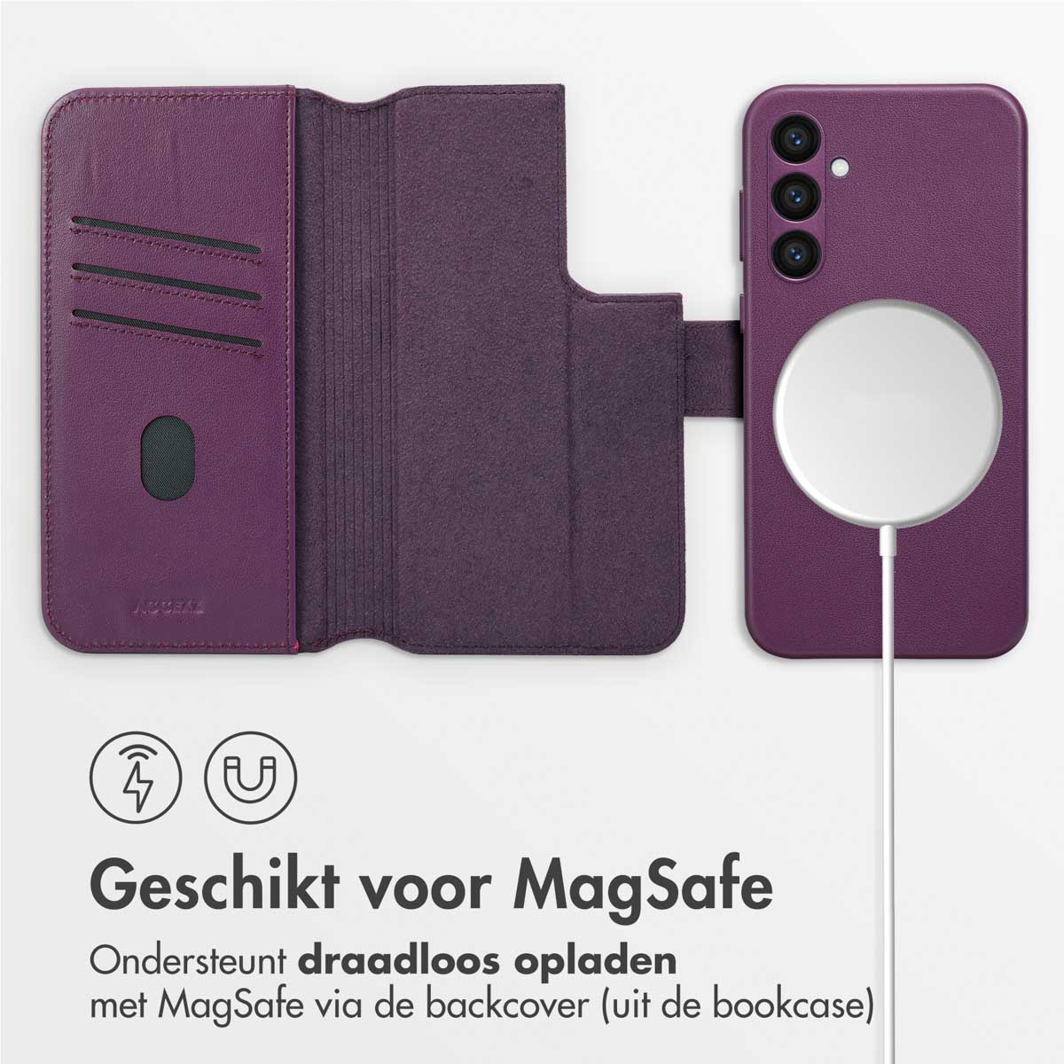 Accezz Leather Bookcase 2-in-1 met MagSafe Samsung Galaxy S24 Plus - Heath Purple - Afbeelding 9