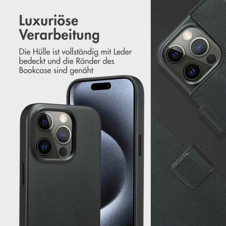 Accezz Leather Bookcase 2-in-1 met MagSafe Apple iPhone 15 Pro - Onyx Black - Afbeelding 6