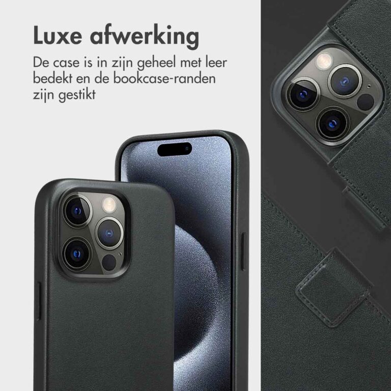 Accezz Leather Bookcase 2-in-1 met MagSafe Apple iPhone 15 Pro - Onyx Black - Afbeelding 4