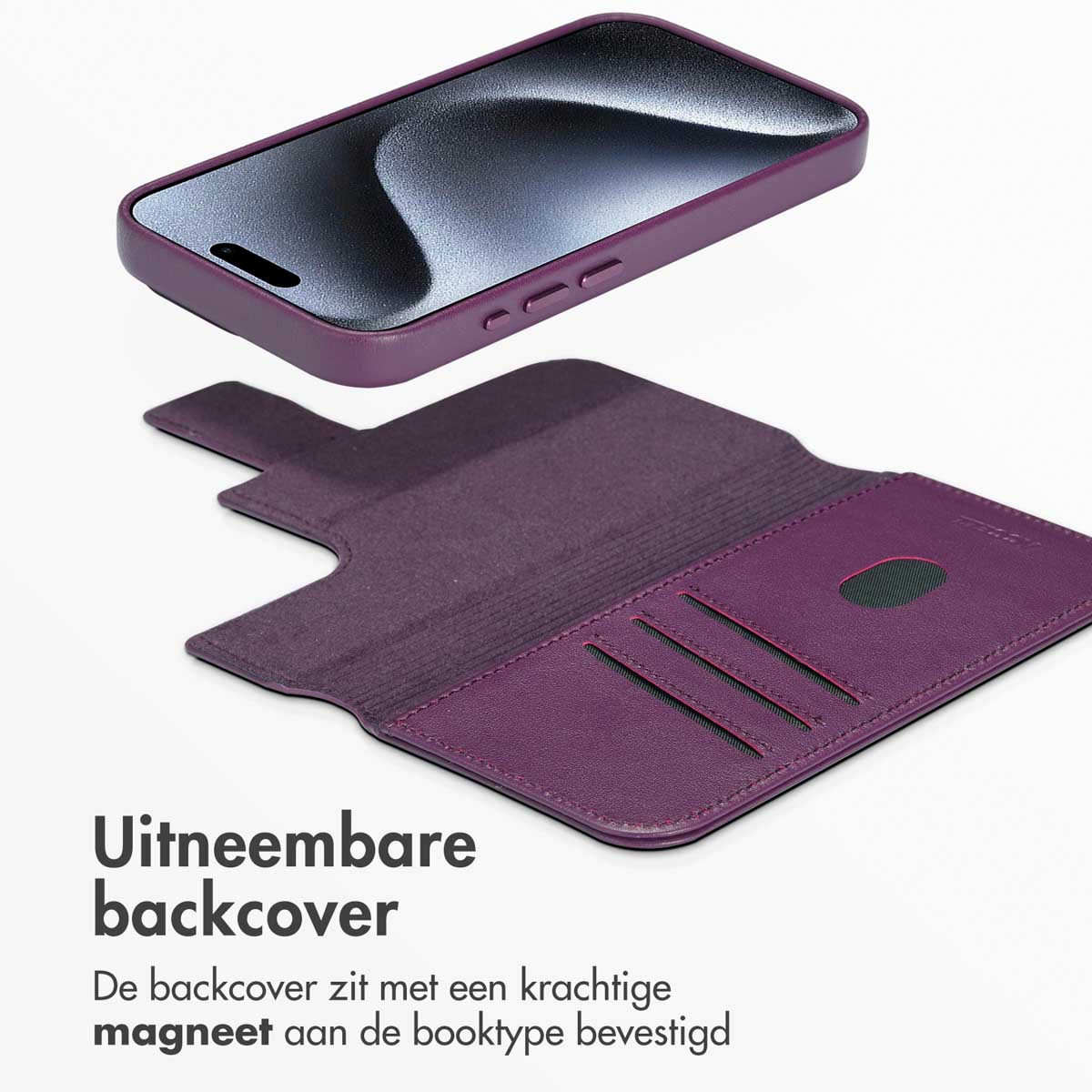 Accezz Leather Bookcase 2-in-1 met MagSafe Apple iPhone 15 Pro - Heath Purple - Afbeelding 4