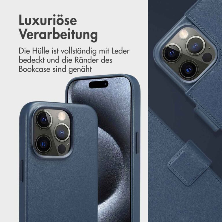 Accezz Leather Bookcase 2-in-1 met MagSafe Apple iPhone 15 Pro - Nightfall Blue - Afbeelding 6
