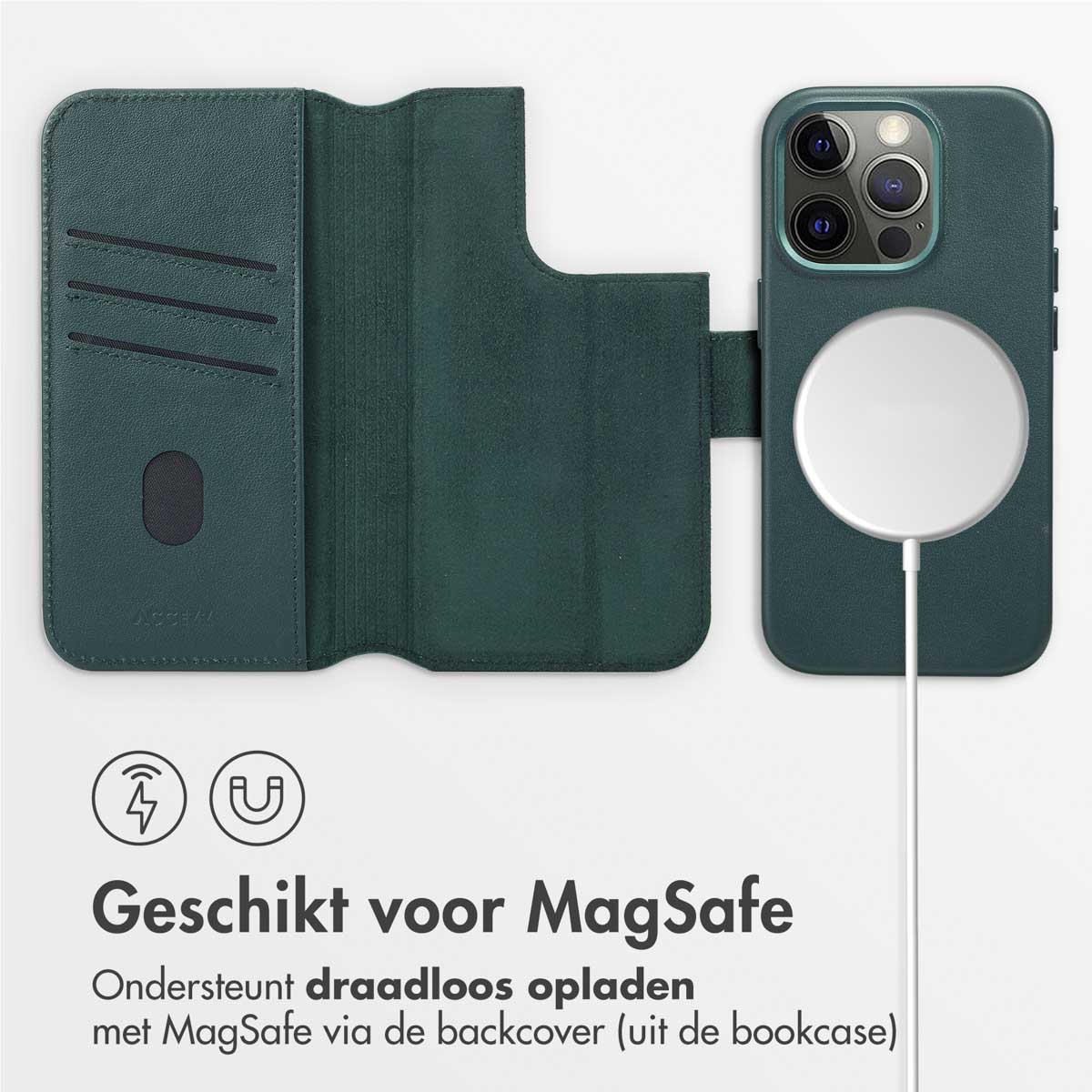 Accezz Leather Bookcase 2-in-1 met MagSafe Apple iPhone 15 Pro - Cedar Green