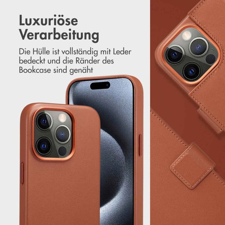 Accezz Leather Bookcase 2-in-1 met MagSafe Apple iPhone 15 Pro - Sienna Brown - Afbeelding 6