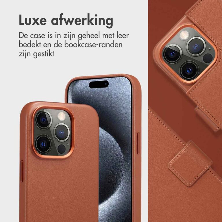 Accezz Leather Bookcase 2-in-1 met MagSafe Apple iPhone 15 Pro - Sienna Brown - Afbeelding 4
