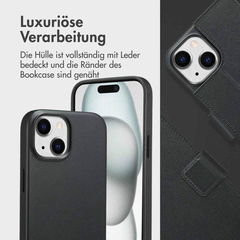 Accezz Leather Bookcase 2-in-1 met MagSafe Apple iPhone 15 - Onyx Black - Afbeelding 6