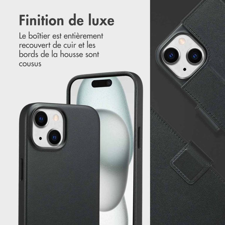 Accezz Leather Bookcase 2-in-1 met MagSafe Apple iPhone 15 - Onyx Black - Afbeelding 5
