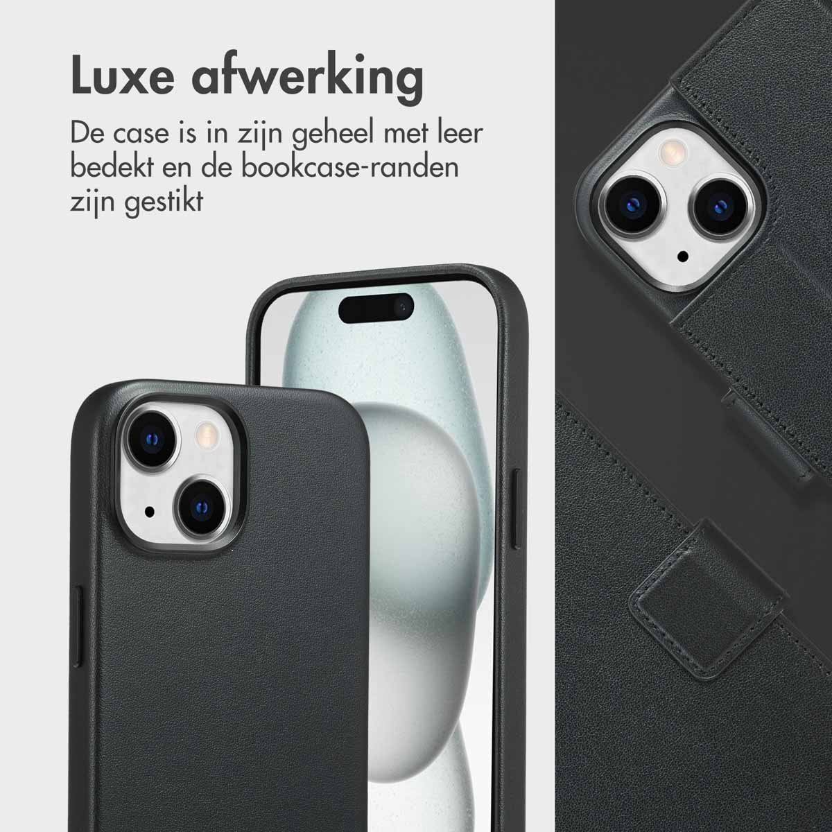 Accezz Leather Bookcase 2-in-1 met MagSafe Apple iPhone 15 - Onyx Black - Afbeelding 7