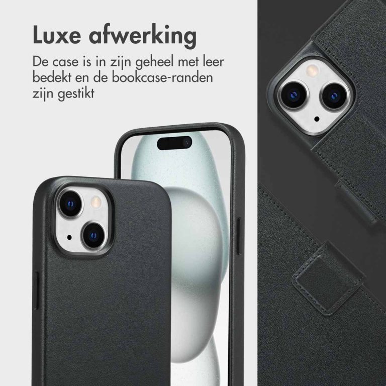 Accezz Leather Bookcase 2-in-1 met MagSafe Apple iPhone 15 - Onyx Black - Afbeelding 4