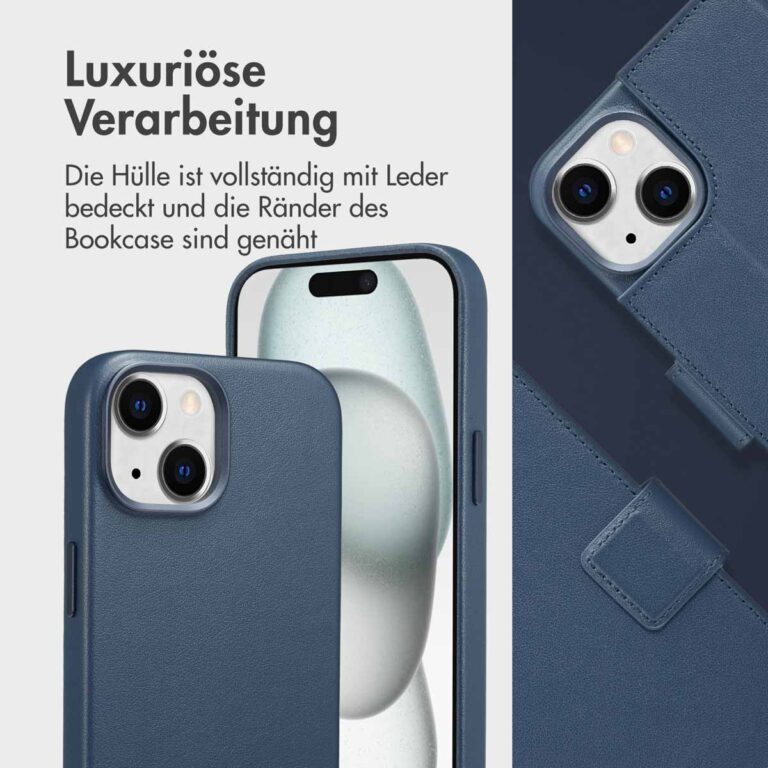 Accezz Leather Bookcase 2-in-1 met MagSafe Apple iPhone 15 - Nightfall Blue - Afbeelding 6