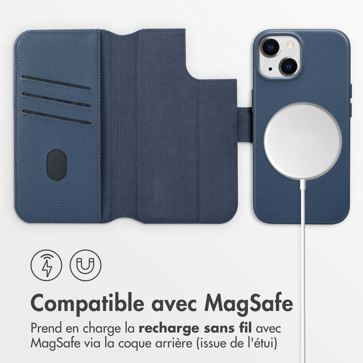 Accezz Leather Bookcase 2-in-1 met MagSafe Apple iPhone 15 - Nightfall Blue - Afbeelding 9