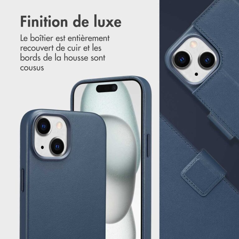 Accezz Leather Bookcase 2-in-1 met MagSafe Apple iPhone 15 - Nightfall Blue - Afbeelding 5