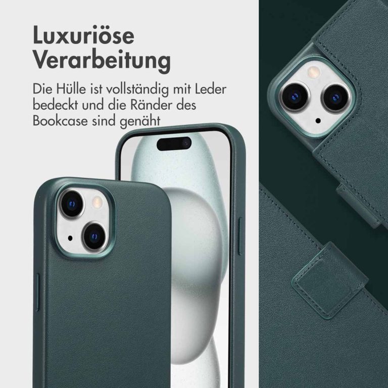 Accezz Leather Bookcase 2-in-1 met MagSafe Apple iPhone 15 - Cedar Green - Afbeelding 6