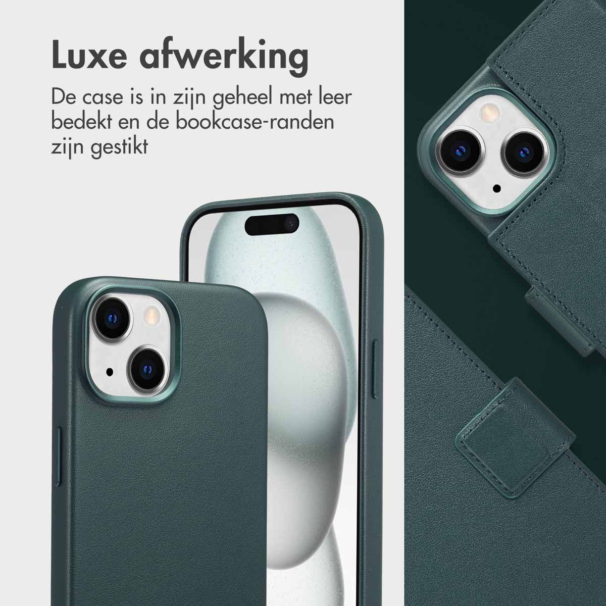 Accezz Leather Bookcase 2-in-1 met MagSafe Apple iPhone 15 - Cedar Green - Afbeelding 7