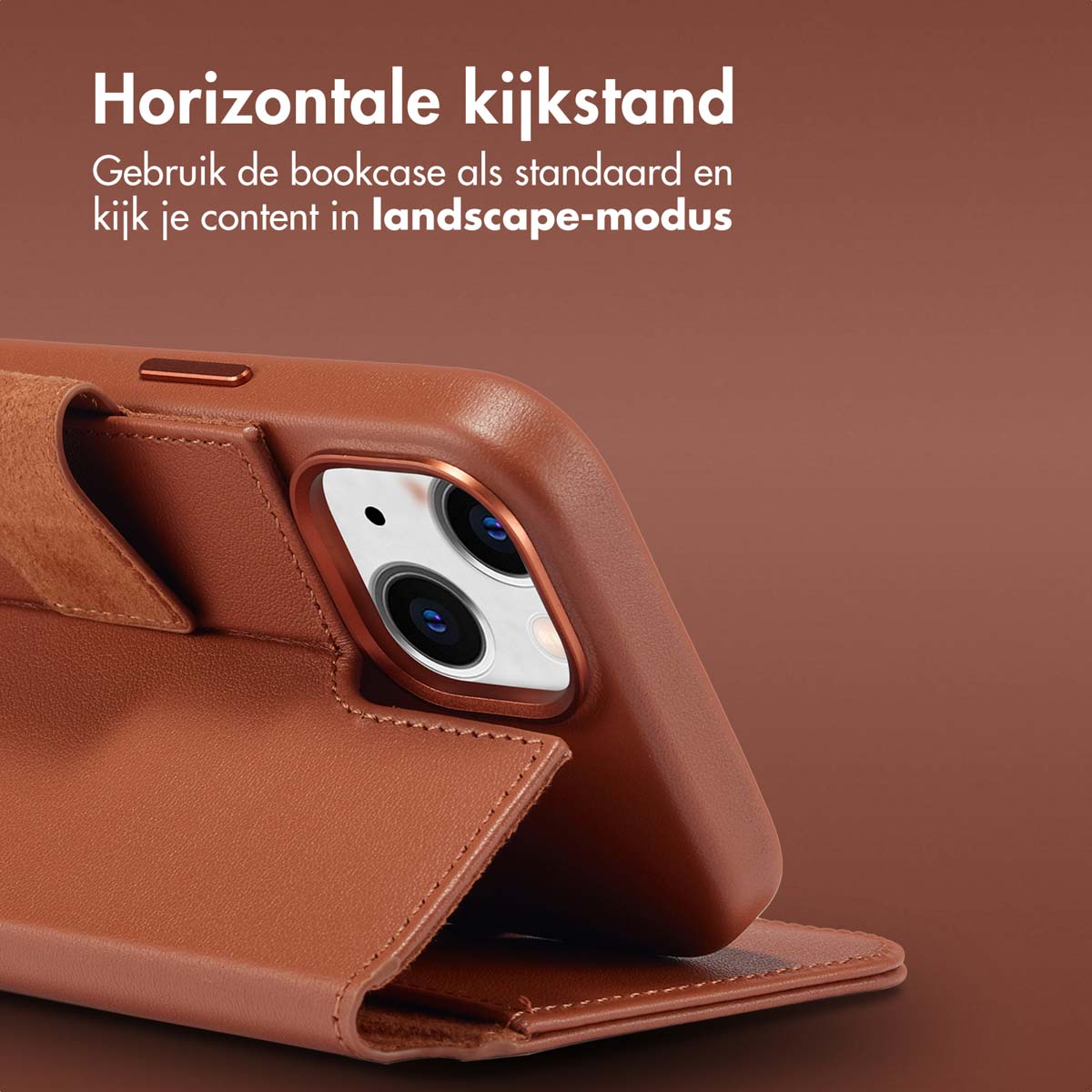 Accezz Leather Bookcase 2-in-1 met MagSafe Apple iPhone 15 - Sienna Brown - Afbeelding 5